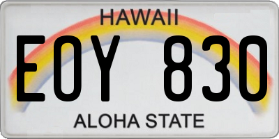 HI license plate EOY830