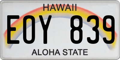 HI license plate EOY839