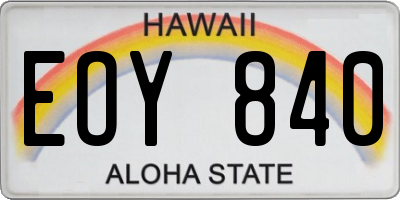 HI license plate EOY840