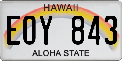 HI license plate EOY843
