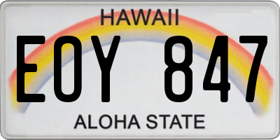 HI license plate EOY847