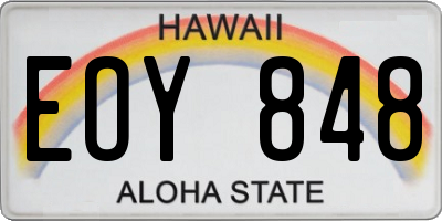 HI license plate EOY848