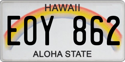 HI license plate EOY862