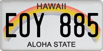 HI license plate EOY885