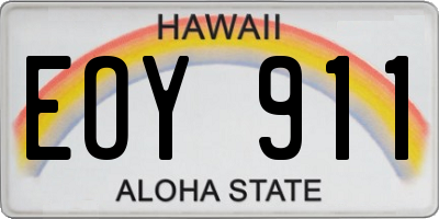 HI license plate EOY911