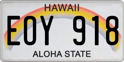 HI license plate EOY918