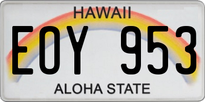 HI license plate EOY953