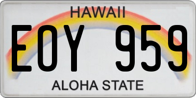 HI license plate EOY959
