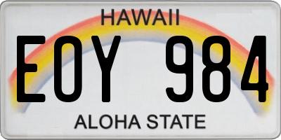 HI license plate EOY984