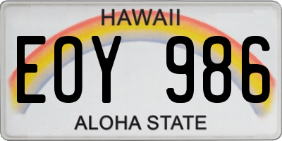 HI license plate EOY986