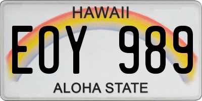 HI license plate EOY989