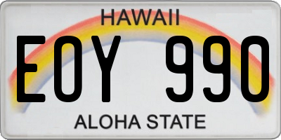 HI license plate EOY990