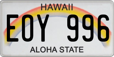 HI license plate EOY996