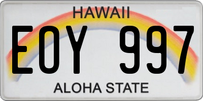 HI license plate EOY997
