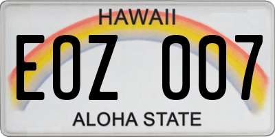 HI license plate EOZ007