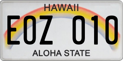 HI license plate EOZ010