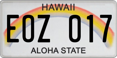HI license plate EOZ017