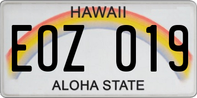 HI license plate EOZ019