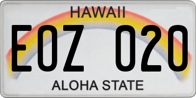 HI license plate EOZ020