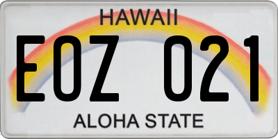 HI license plate EOZ021