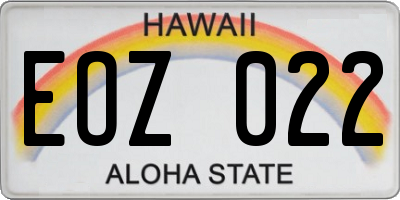 HI license plate EOZ022
