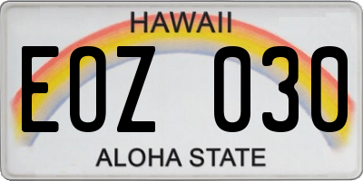 HI license plate EOZ030