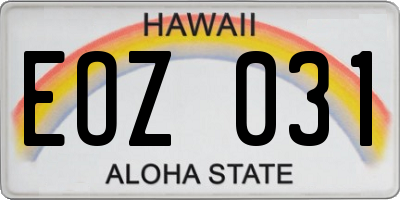 HI license plate EOZ031