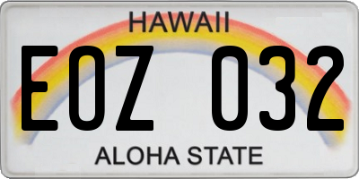 HI license plate EOZ032