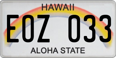 HI license plate EOZ033