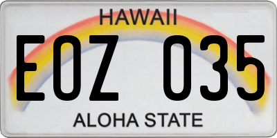 HI license plate EOZ035
