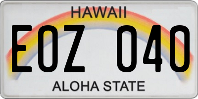 HI license plate EOZ040