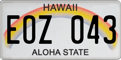 HI license plate EOZ043