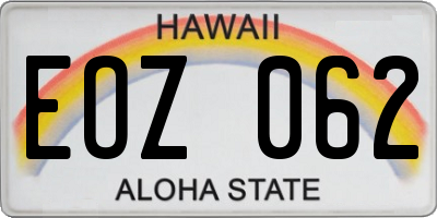 HI license plate EOZ062