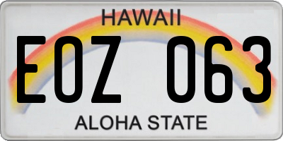 HI license plate EOZ063