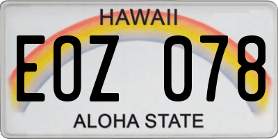 HI license plate EOZ078