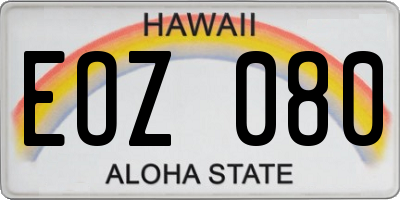 HI license plate EOZ080