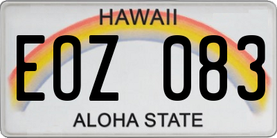 HI license plate EOZ083