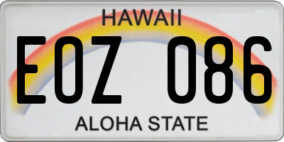 HI license plate EOZ086