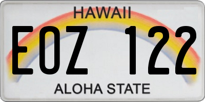 HI license plate EOZ122
