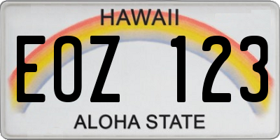 HI license plate EOZ123