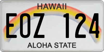 HI license plate EOZ124