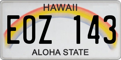 HI license plate EOZ143