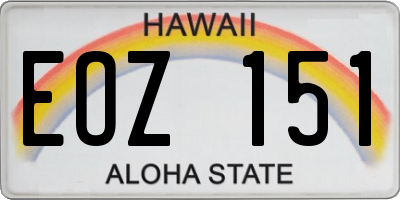 HI license plate EOZ151