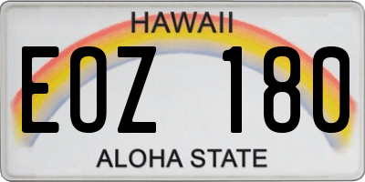 HI license plate EOZ180