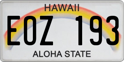 HI license plate EOZ193