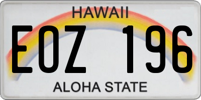 HI license plate EOZ196