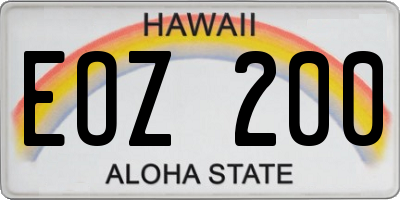 HI license plate EOZ200