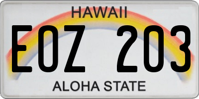 HI license plate EOZ203