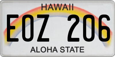 HI license plate EOZ206