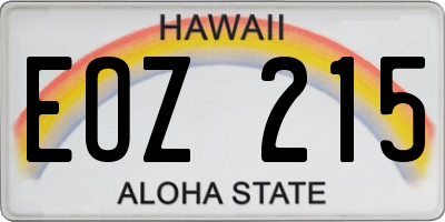 HI license plate EOZ215